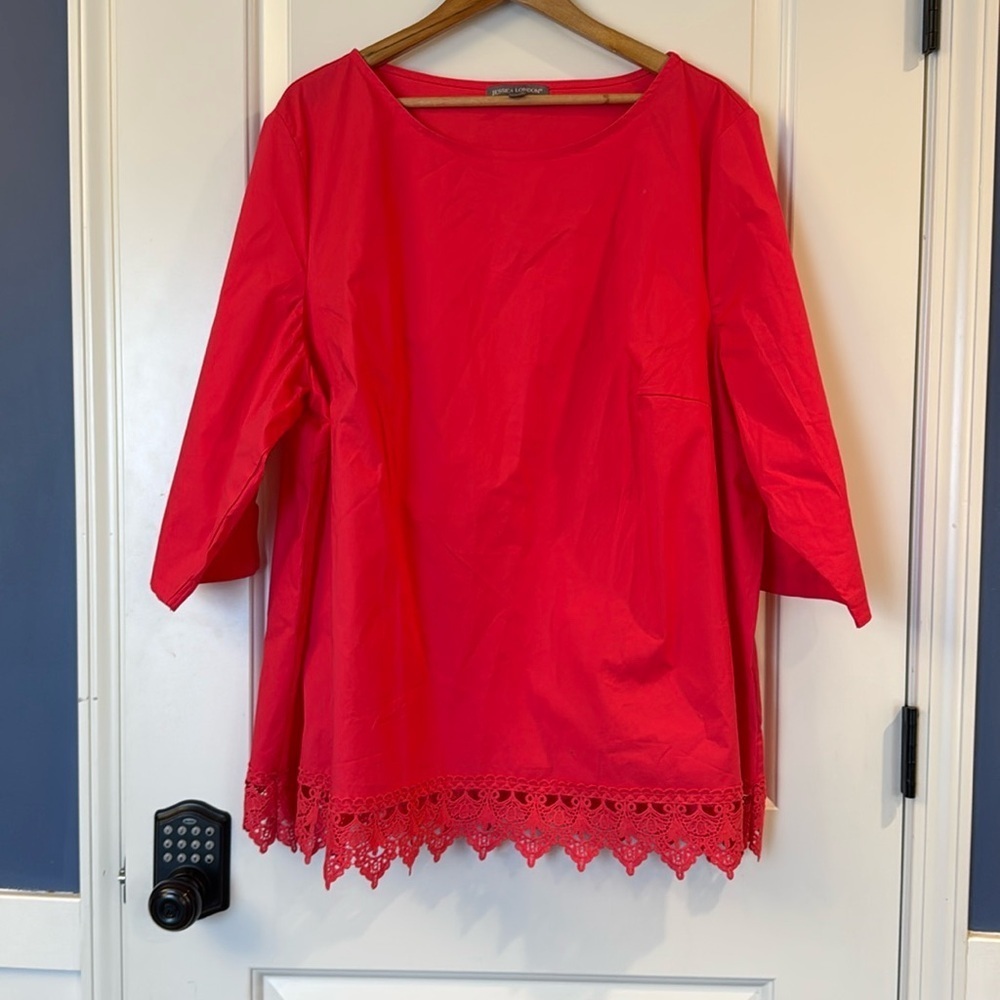 Coal pink Jessica London plus size 26W top with lace trim